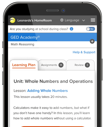 GED Academy mobile device GED Academy mobile device